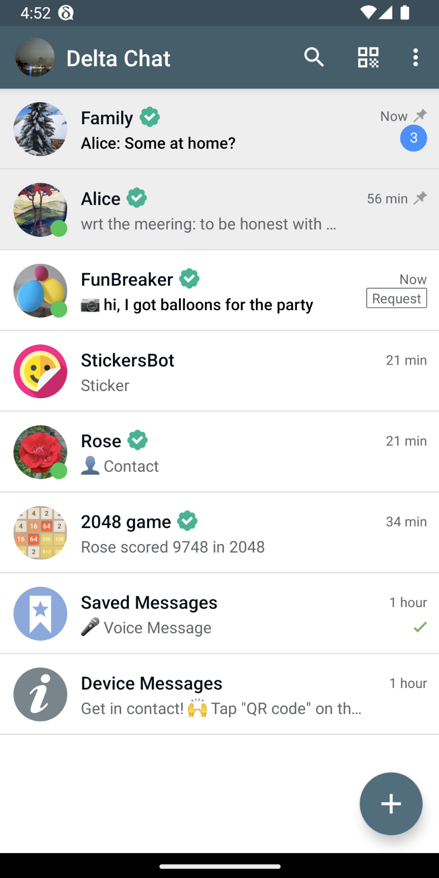 Screenshot Chat List